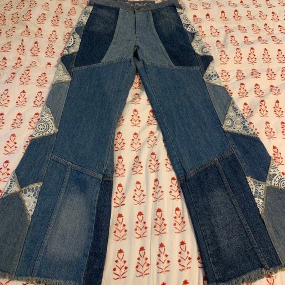 Free people lace bell bottom jeans